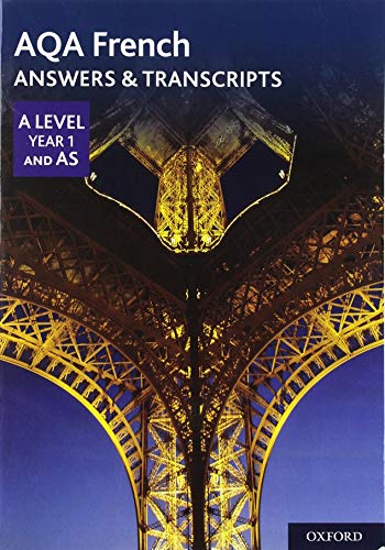 AQA French A Level answers and transcripts book with Eiffel Tower image.
