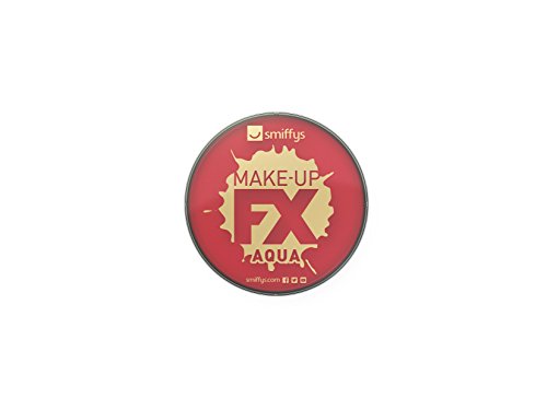 Round container of bright red Smiffy's Make-Up FX Aqua body and face paint.