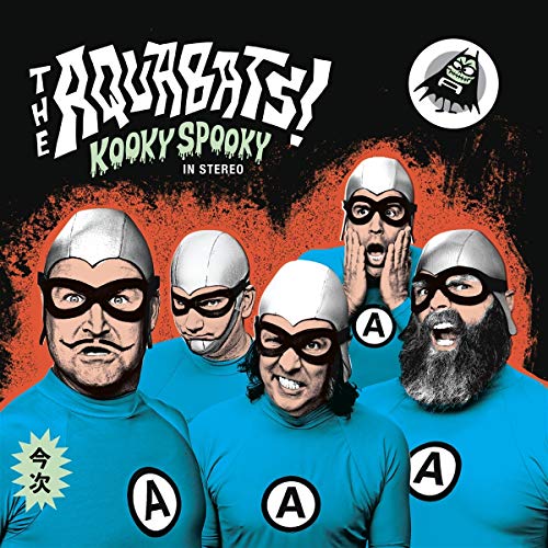 Album cover for The Aquabats’ “Kooky Spooky… In Stereo!” featuring masked band members.