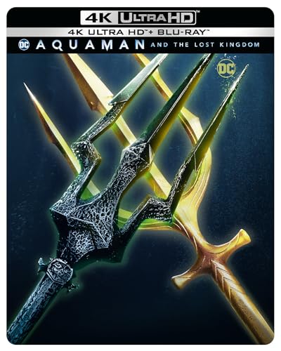 Aquaman and the Lost Kingdom 4K Blu-ray steelbook case with trident imagery.