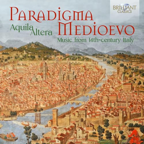CD cover: Medieval Italian city landscape with text "Paradigma Medioevo".