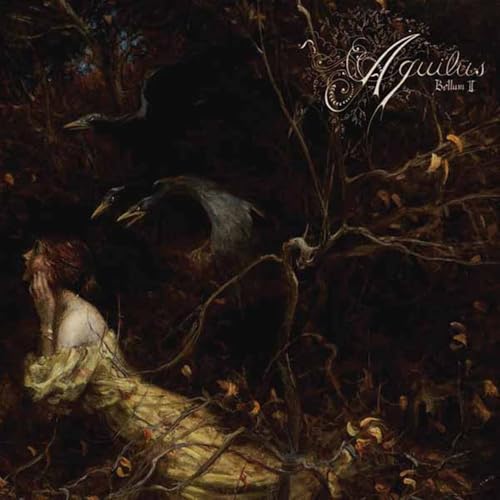 Dark album cover with figures, birds, and tangled branches.