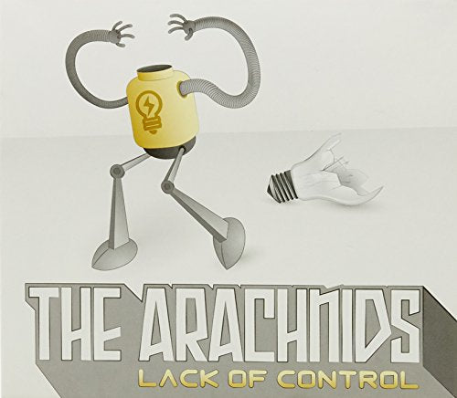 CD cover for “The Arachnids” featuring a robot-like figure and lightbulbs.