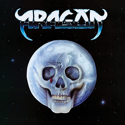 Aragon album cover: a skull-like moon with dripping eyes against stars.