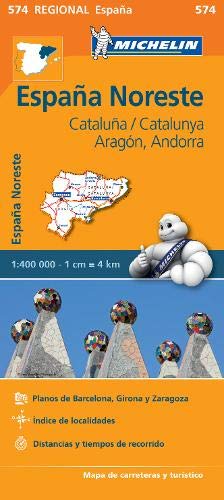 Michelin regional map of Aragon, Cataluna, and Andorra, with the Michelin Man.