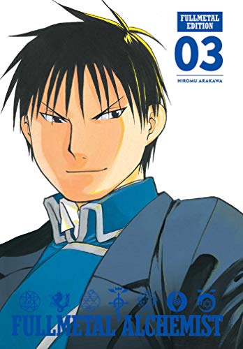 Fullmetal Alchemist manga volume 3 cover featuring Roy Mustang in a blue uniform.