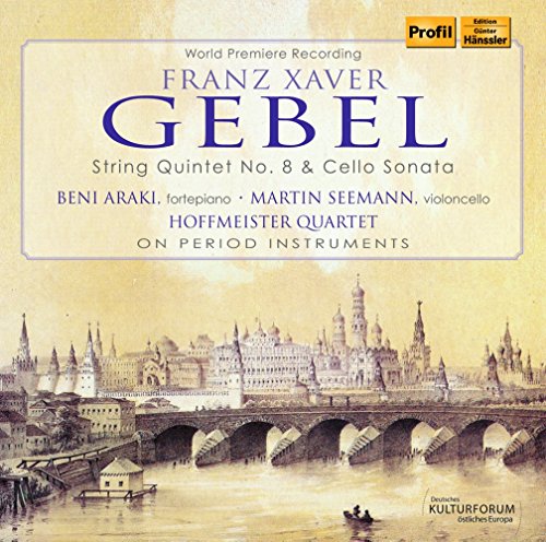 CD cover for Gebel’s String Quintet No. 8 with a cityscape background.