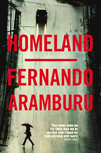 Book cover with a car and a person with an umbrella on a road.