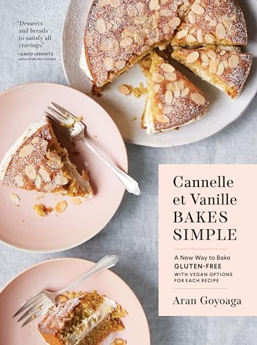 Book cover featuring almond-topped cake slices on plates with the title and author text.
