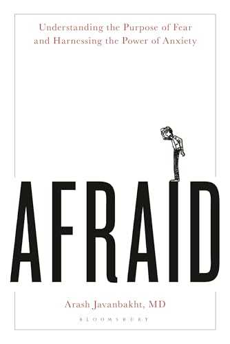Book cover with large black text “AFRAID” and a small figure raising hands.