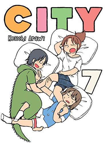 City 7" manga cover: three cartoon characters sleeping tangled together.