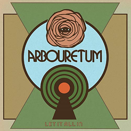 Back cover of Arbouretum vinyl record featuring tracklist, a tree illustration, and geometric design.