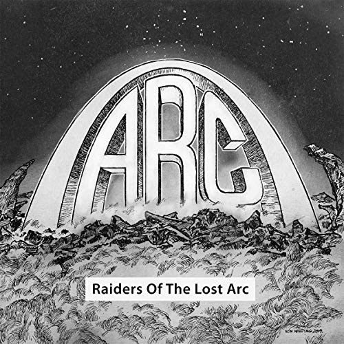 Raiders of the Lost Ark" vinyl record cover with stylized arc and jungle scene.