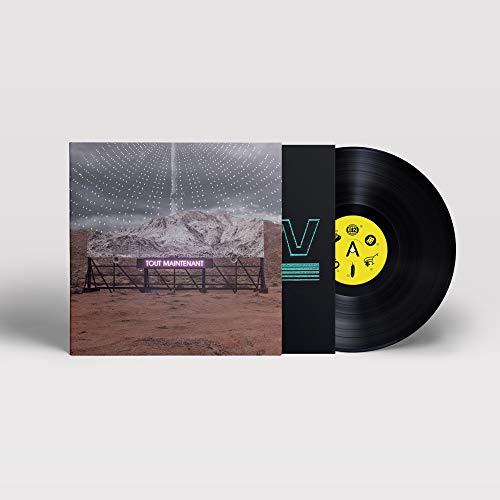 Arcade Fire “Everything Now” vinyl record with yellow and black cover art.