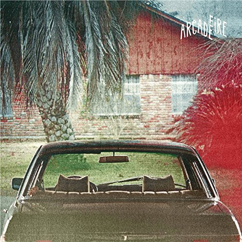 "Album cover featuring a vintage car in front of a house with palm trees."