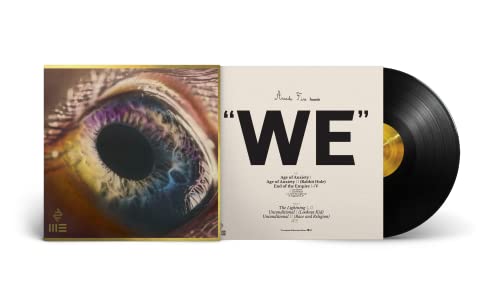 Arcade Fire “WE” vinyl record with eye and text album art.