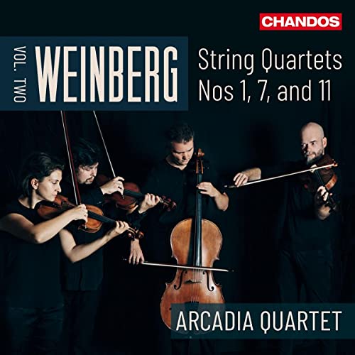 CD cover featuring the Arcadia Quartet playing string instruments.