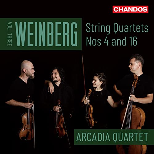 CD cover featuring the Arcadia Quartet with string instruments.