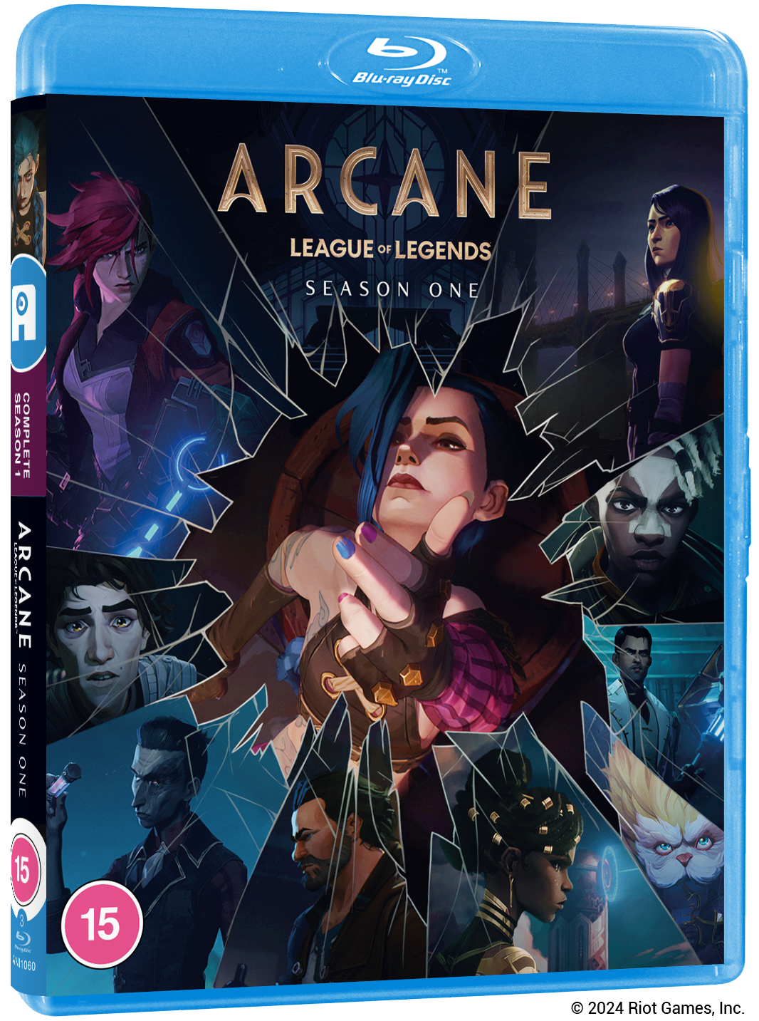 Arcane Season One Blu-ray case featuring a shattered glass design with character portraits.