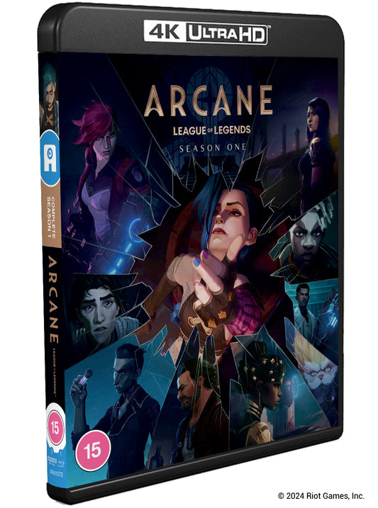 Arcane Season 1 4K Blu-ray cover featuring characters Vi and Jinx.