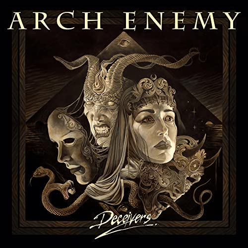 Arch Enemy “Deceivers” album cover with demonic figures and ornate details.