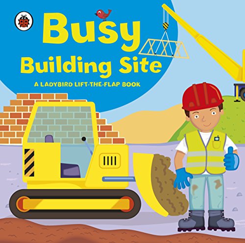 Ladybird book cover: construction worker, digger, bricks, and crane illustration.