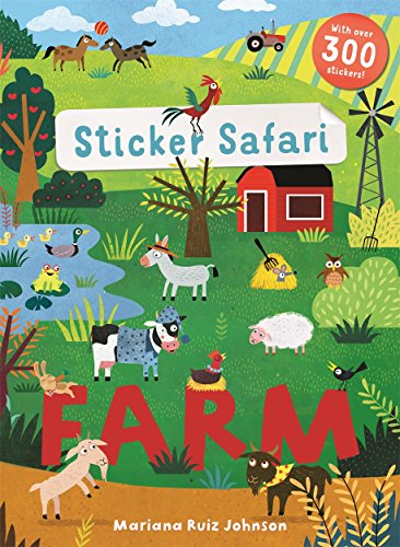 Colorful farm sticker book featuring animals, a barn, and over 300 stickers.