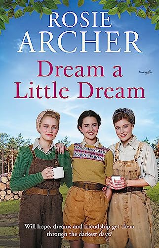 Book cover: three women in vintage workwear, blue sky, airplane.