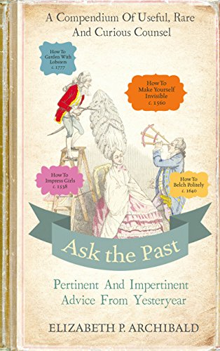 Book cover with vintage illustration of 18th-century people and advice topics.