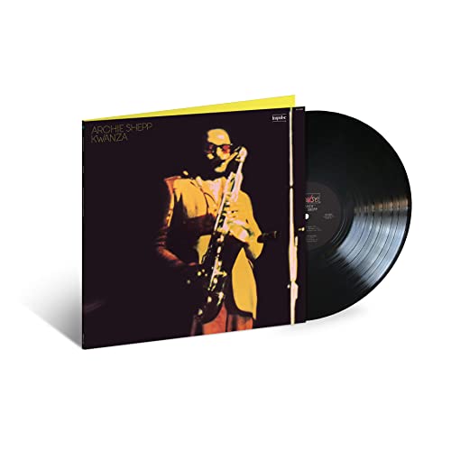Archie Shepp’s “Kwanza” vinyl record with a portrait of the artist.