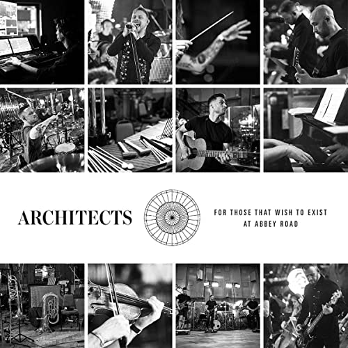 Black and white collage of musicians performing, album cover for Architects.