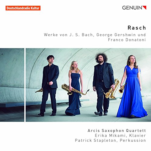CD cover featuring four musicians with saxophones in formal wear.