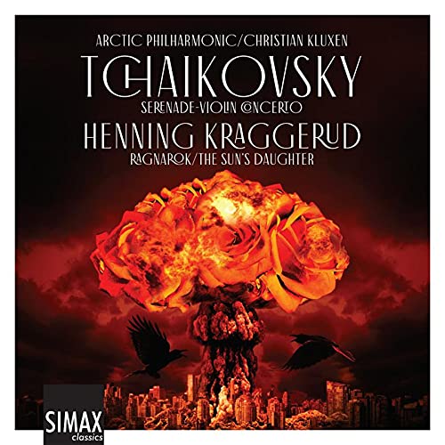 CD cover: fiery flower explosion over a cityscape, with black birds.