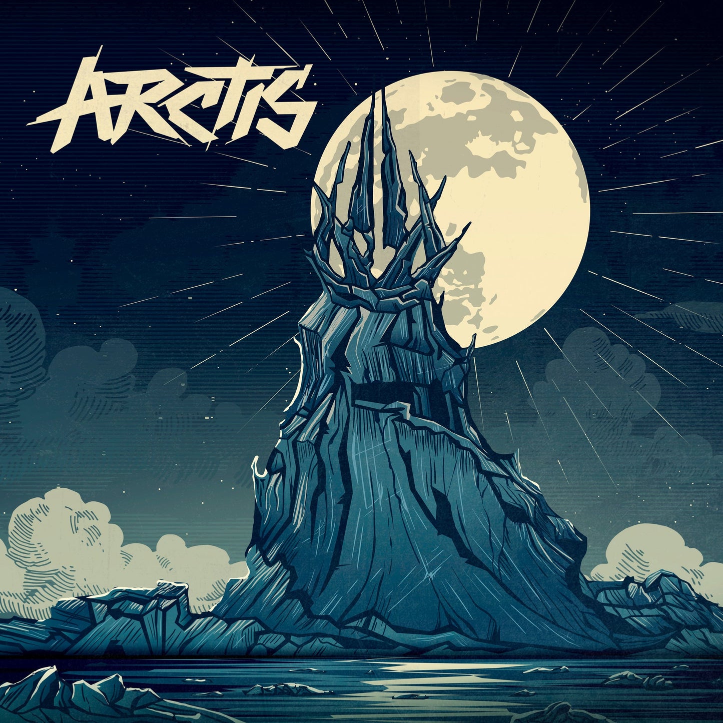Arctis CD cover: illustrated castle silhouette against a full moon.