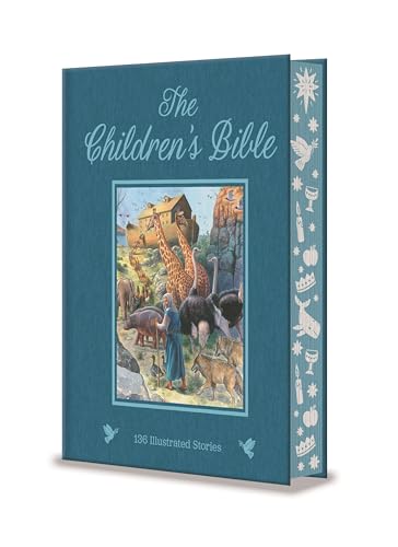 Blue cover of "The Children's Bible" with Noah’s Ark illustration.