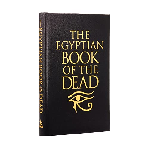 Black book cover with gold text reading "The Egyptian Book of the Dead" and an Eye of Horus.