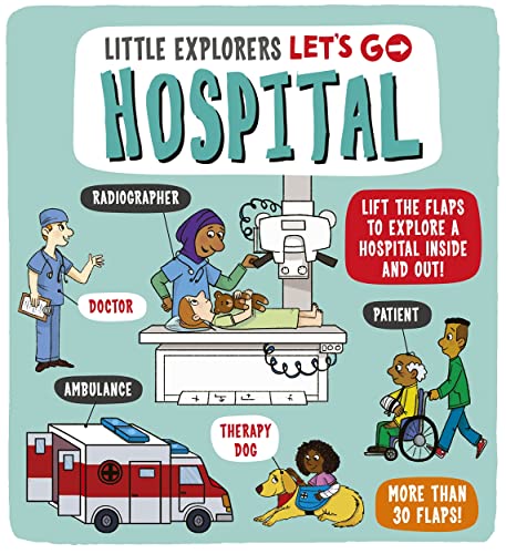 Children’s book cover depicting hospital scenes with doctors, patients, and an ambulance.