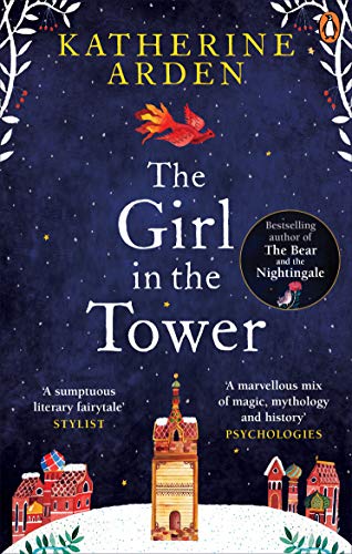 Book cover: "The Girl in the Tower" with a red bird and tower illustration.