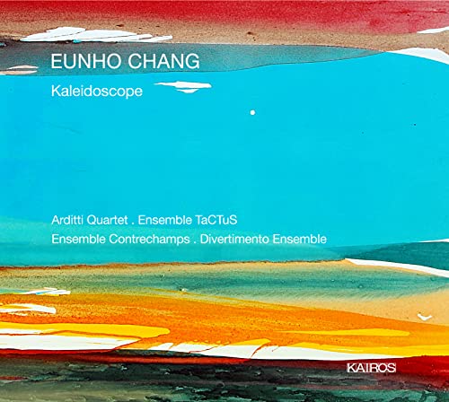 CD cover for Eunho Chang’s “Kaleidoscope” with abstract landscape painting.