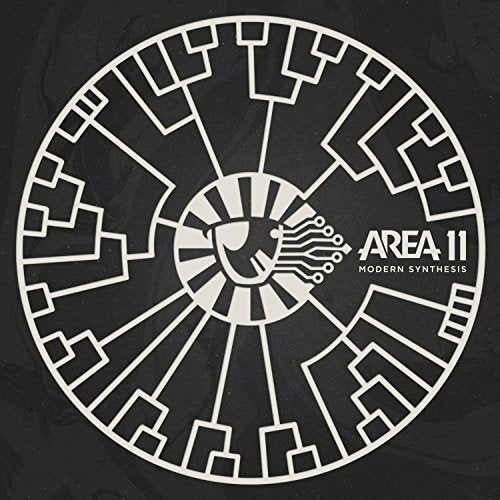 CD cover with white geometric design and a profile with circuits.