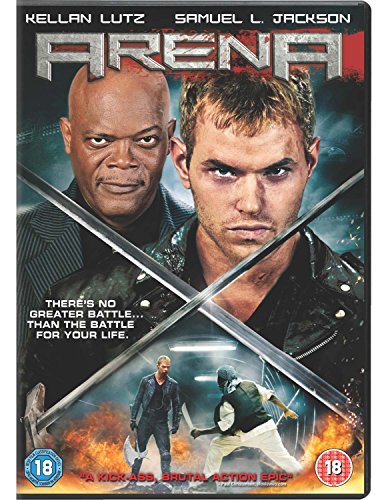 DVD cover for Arena featuring Samuel L. Jackson and Kellan Lutz with crossed swords.