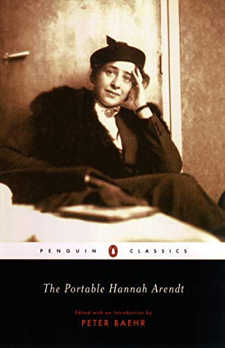 Book cover featuring a portrait of Hannah Arendt in a dark coat.