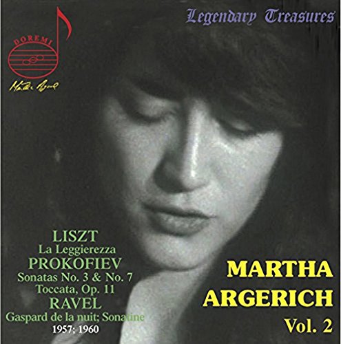 CD cover featuring a black and white portrait of pianist Martha Argerich.