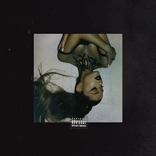 Ariana Grande album cover, “thank u, next”, featuring an upside-down portrait.