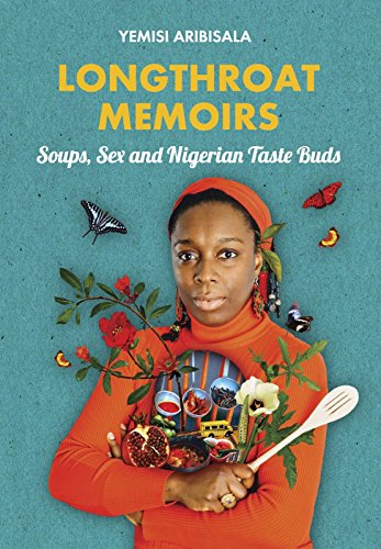 Book cover featuring a woman in orange, with food and butterflies.