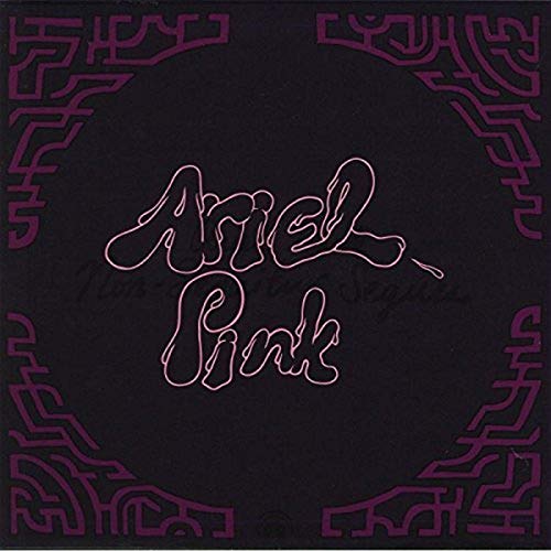 Black album cover with pink, swirling script reading "Ariel Pink".