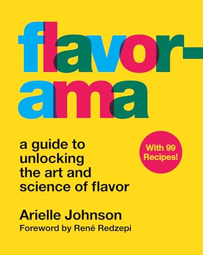 Book cover with yellow background, overlapping colorful text, and a pink recipe circle.