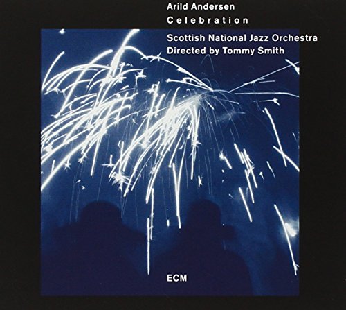 "CD cover with fireworks and silhouetted heads against a dark blue background."