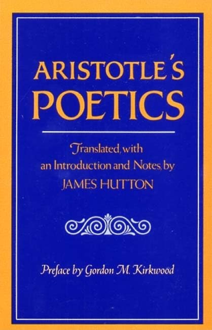 Blue book cover with gold text: "Aristotle’s Poetics" and author names.