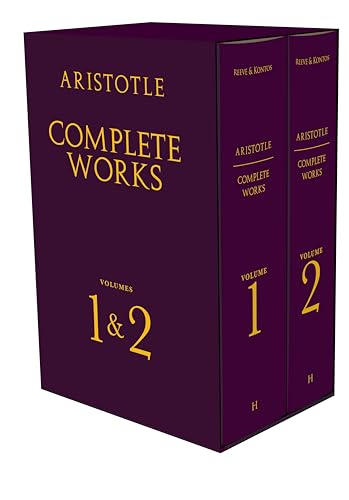 Two-volume set of Aristotle’s Complete Works in a dark purple box.